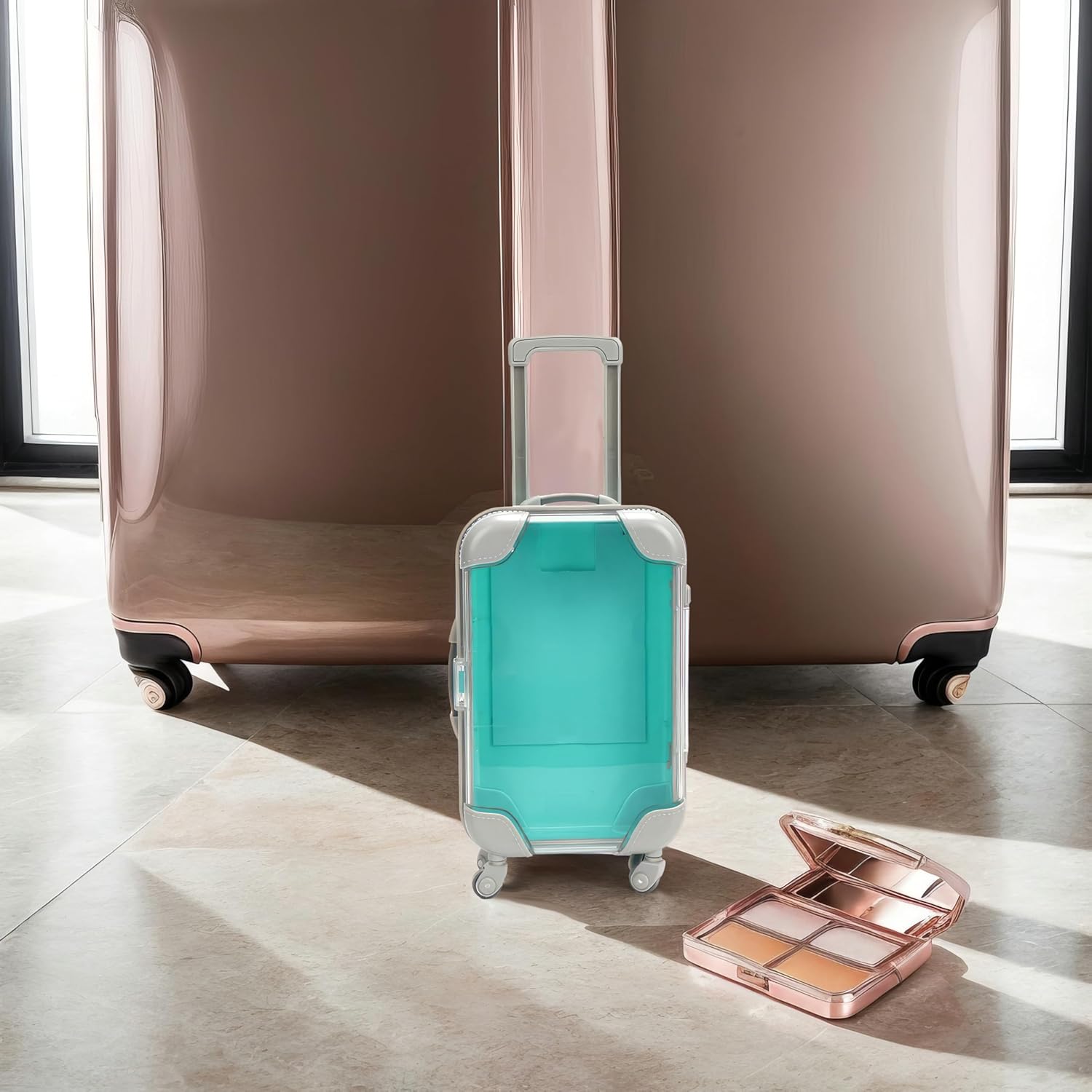 False Eyelash Storage Box, Portable Travel Organizer Mini Luggage False Eyelash Tray Makeup Tool (GREEN)-FemmiqueWomen