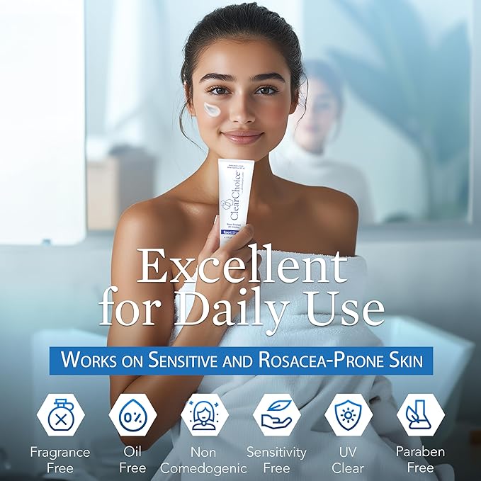 Clear Choice Sunscreen for Face SPF 45, Oil Free Sunblock & Light Moisturizer with Zinc Oxide, Reef-Safe, Broad Spectrum, Water-Resistant, No White Cast, Dermatologist Recommended, 4oz-FemmiqueWomen