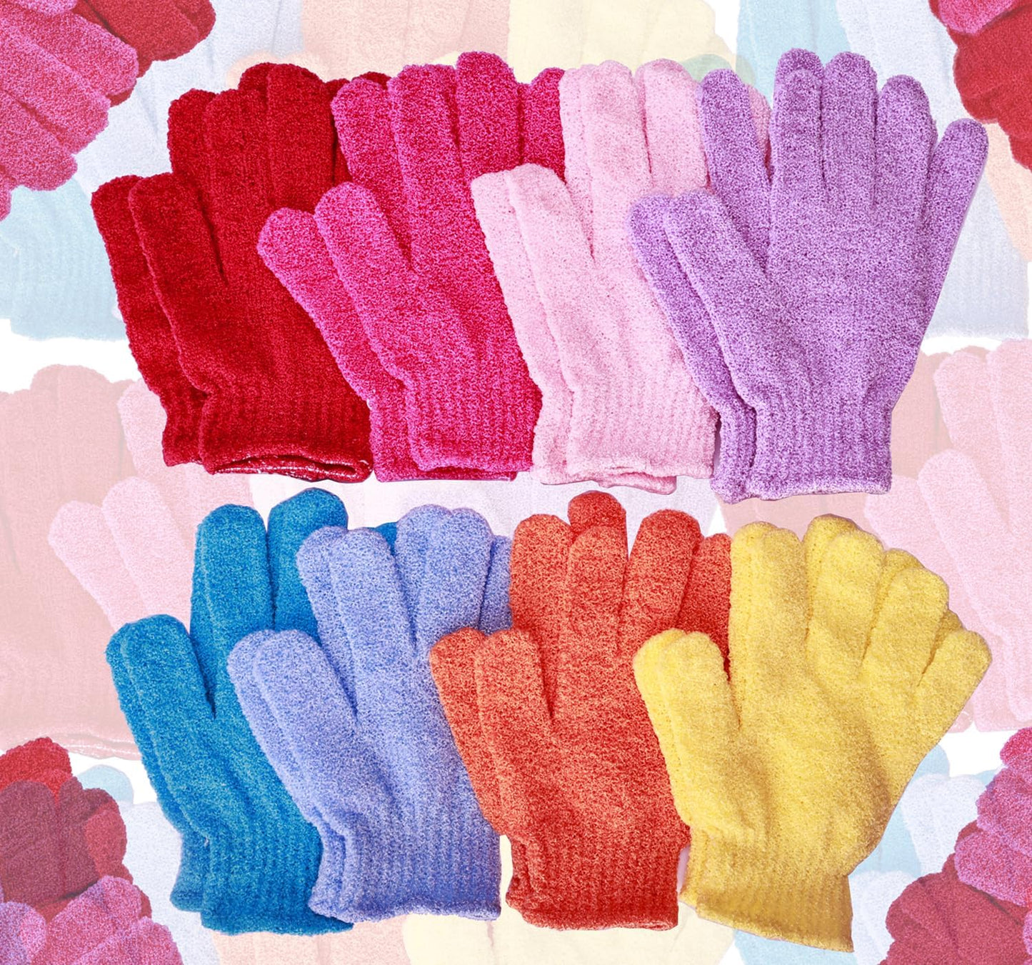 16 Pcs Exfoliating Bath Gloves Shower Gloves, 8 Colors Double Sided Exfoliating Gloves for Beauty Spa Massage Skin Shower Body Scrubber Bath Accessories, Made of Nylon-FemmiqueWomen