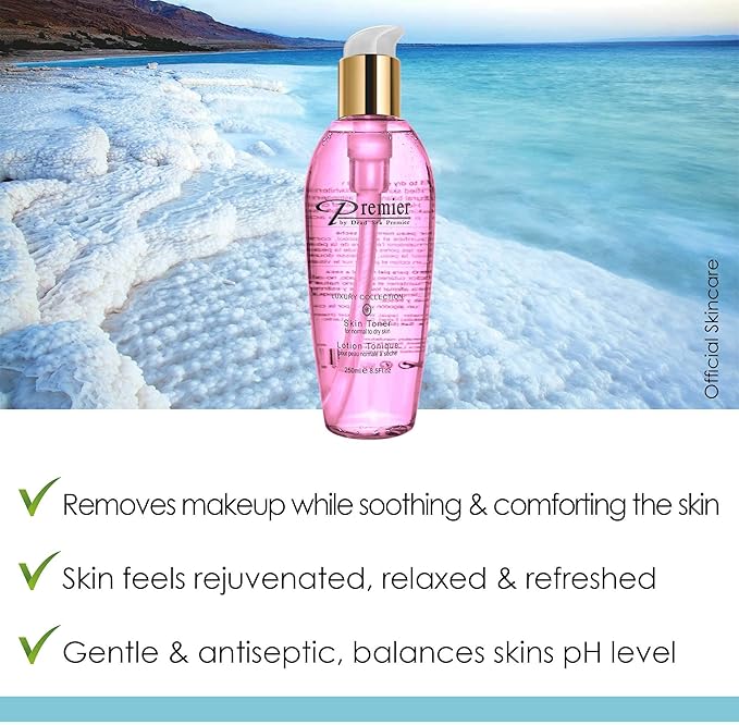 Premier Dead Sea Skin Toner Normal To Oily Skin, pH 5.5 balancing, alcoholic cleanser that is mild and gentle to skin, with natural ingredients of witch hazel and minerals 8.5fl.oz-FemmiqueWomen
