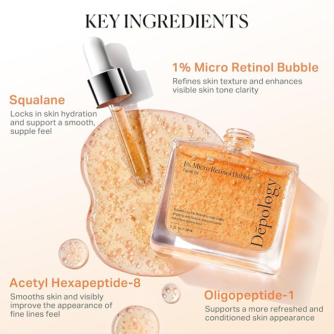 1% Retinol Face Oil with Firming, Smoothing & Glowing– Retinol Serum for Face, Lightweight Squalane Facial Oil for Fine Lines, Texture & Anti-Aging, Gentle for All Skin 1.01 fl oz-FemmiqueWomen