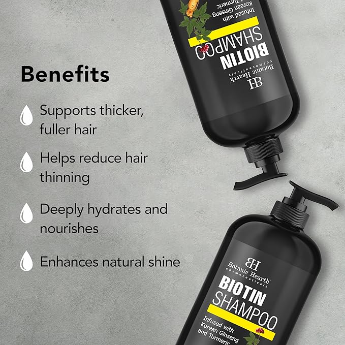 Botanic Hearth Biotin Shampoo | Infused With Korean Ginseng & Turmeric For Stronger, Thicker | Looking Hair | Sulfate & Paraben Free | 16 Fl. Oz-FemmiqueWomen