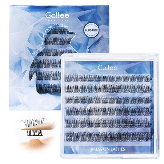 Self Adhesive Eyelash Clusters, 72PCS No Glue Needed Press On Lashes, Natural Look Pre-Glued Cluster Lashes, Ultra-Thin & Lightweight, Easy Apply for Beginners (D Curl, No Residue, Long Lasting)-FemmiqueWomen