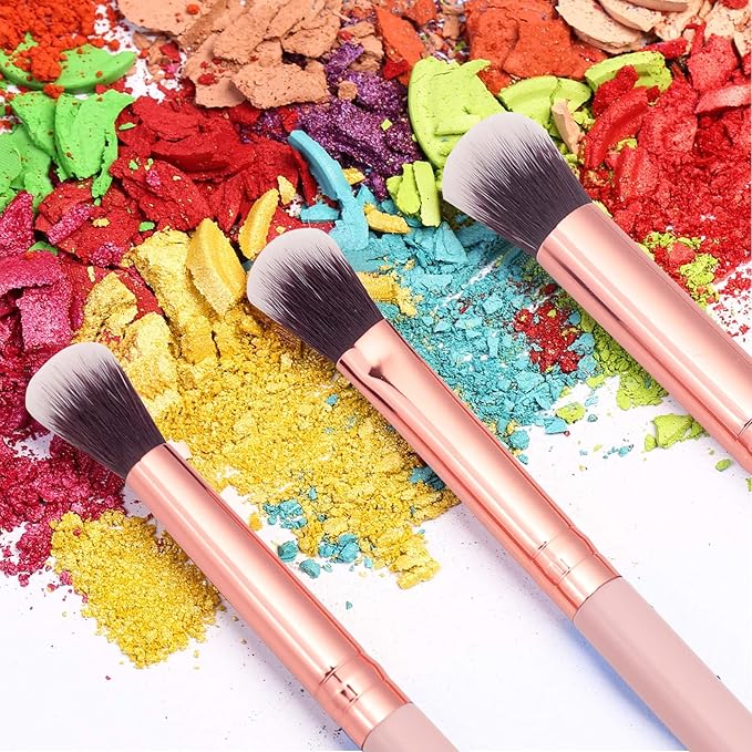 MSQ Eye Makeup Brushes Set with Soft Synthetic Hairs & Real Wood Handle for Eyeshadow, Eyebrow, Eyeliner, Blending (Pink), 12pcs-FemmiqueWomen