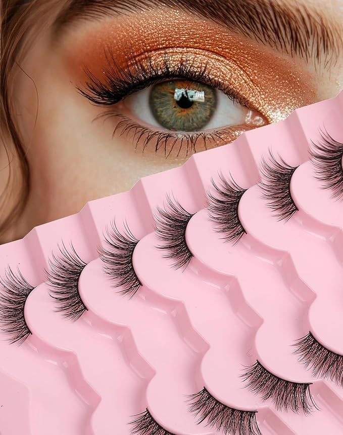 Half Lashes Natural Eyelashes Wispy Lashes Natural Look Cat Eyelashes False Corner Lash Soft Fluffy 3/4 False Eyelash 7 Pairs 14MM D19-FemmiqueWomen