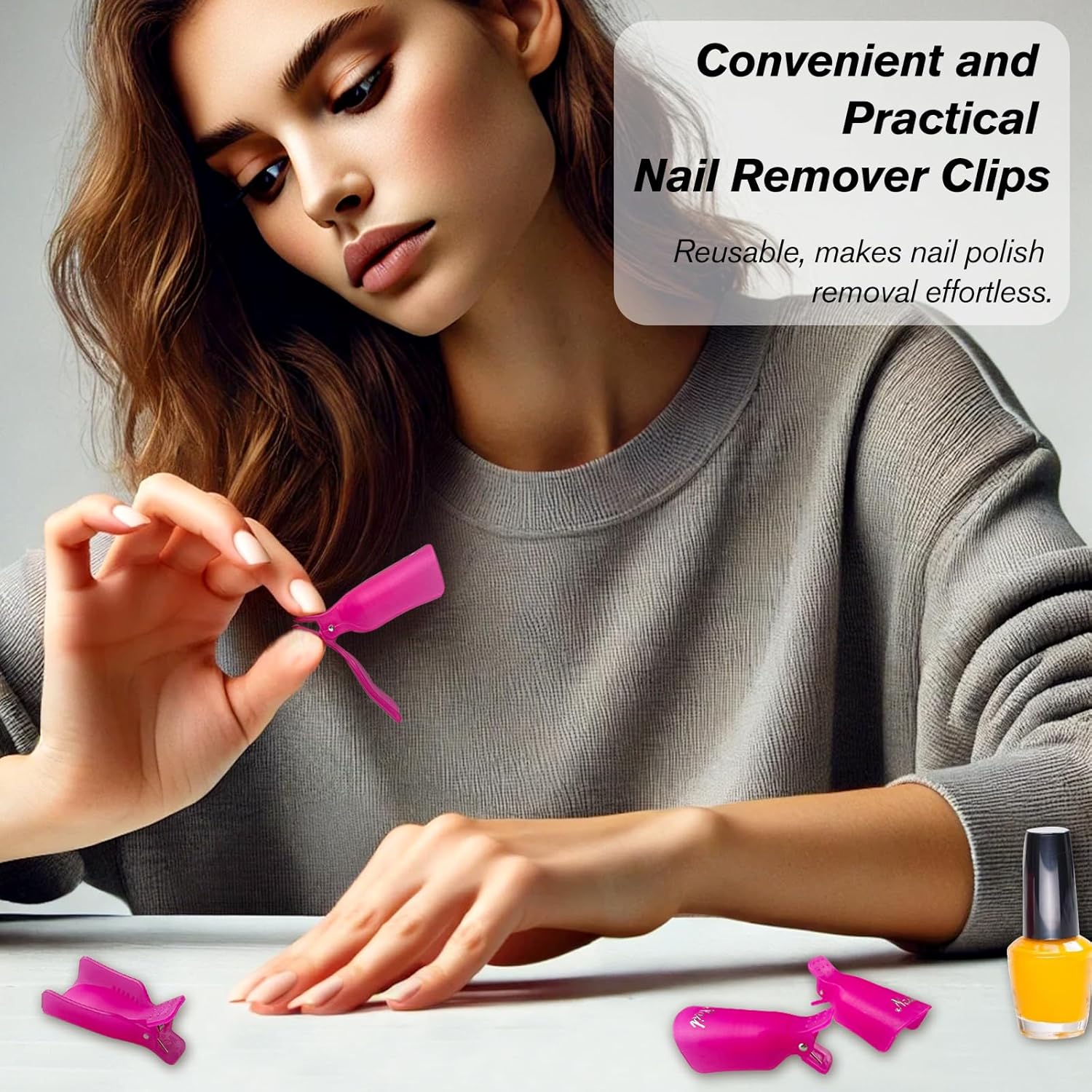 20-Piece UV Gel Polish Remover Wrap Tool in Pink-Professional Acrylic Nail Art Soak Off Cap Clips-FemmiqueWomen