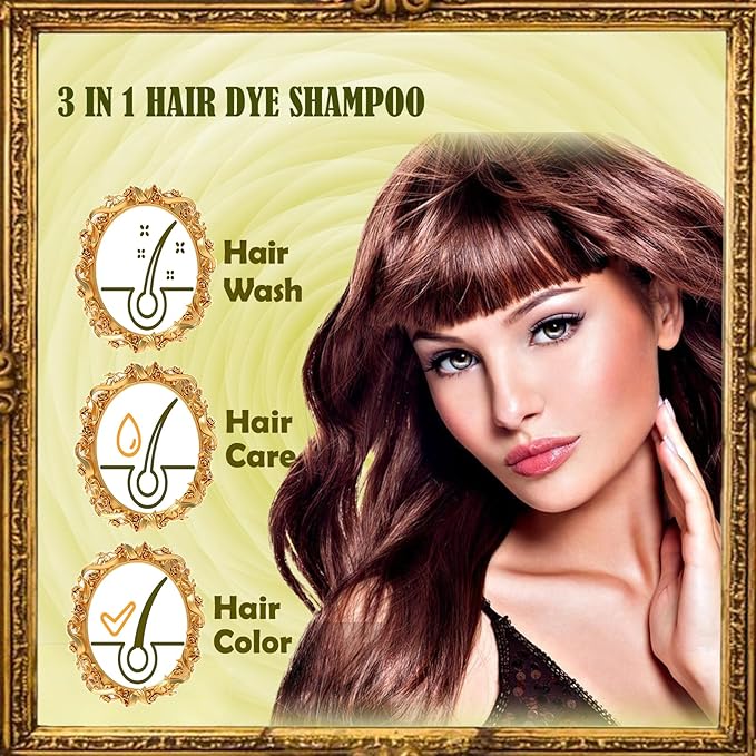 Cherry Brown Hair Dye Shampoo 3 in 1 - Champu Para Pintar el Cabello, Herbal Brown Hair Dye for Women Men, Hair Color Shampoo-FemmiqueWomen