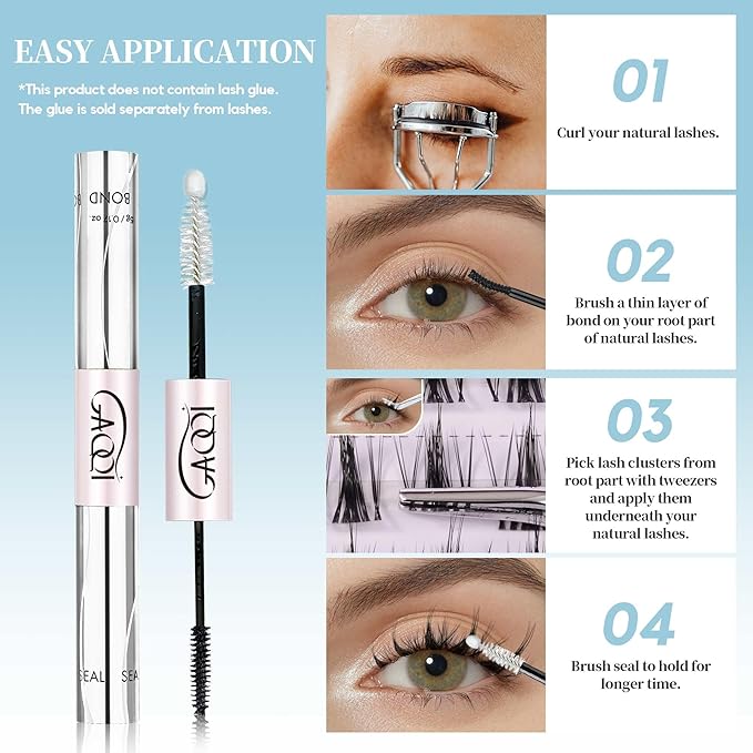 GAQQI Lash Clusters Wispy & Natural Eyelash Clusters Clear Band, 10-14mm Cluster Lashes 120PCS, Cluster Eyelash Extensions C Curl, Cluster Lashes Ultra-thin & Soft Invisivle Band (FEATHER)-FemmiqueWomen