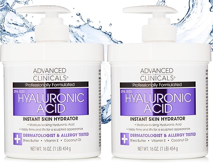 Advanced Clinicals Hyaluronic Acid Body Lotion & Face Moisturizer W/Vitamin E | Hydrating Dry Skin Firming Lotion Minimizes Look Of Wrinkles, Stretch Marks, & Crepey Skin | Skin Care Products, 2pc-FemmiqueWomen
