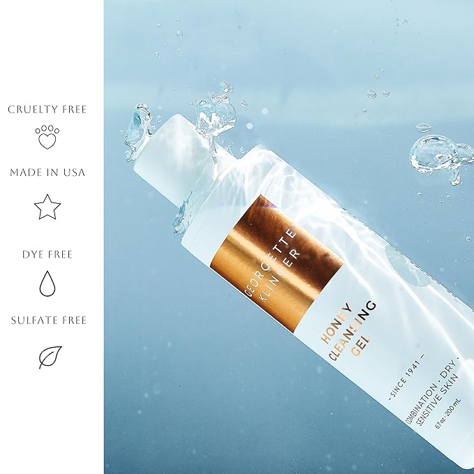 Georgette Klinger Honey Cleansing Gel - Gentle, Hydrating Cleanser, Daily Face Wash, Removes Dirt, Free Radicals with Moisturizing Manuka, Honeysuckle for Normal, Dry, Sensitive Skin - 6.7-FemmiqueWomen