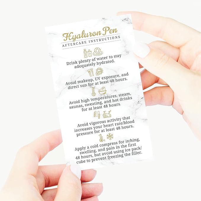 100 Pack - Premium Hyaluron Pen Lip Filler Aftercare Instructions Card 2 x 3.5" Accessories Supplies Kit Care - HP22A100_N-FemmiqueWomen