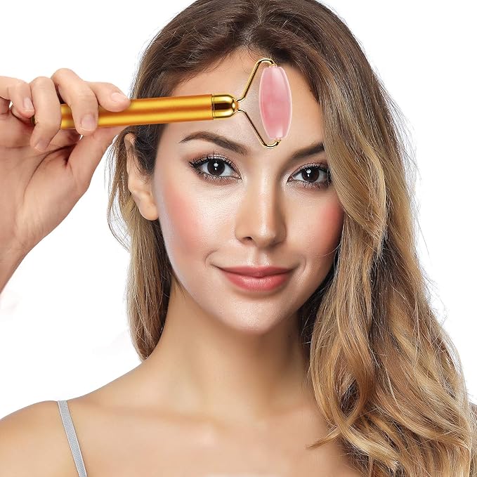 3-IN-1 Electric Jade Roller 3D Roller Facial Roller & Face Massager,Gold-FemmiqueWomen