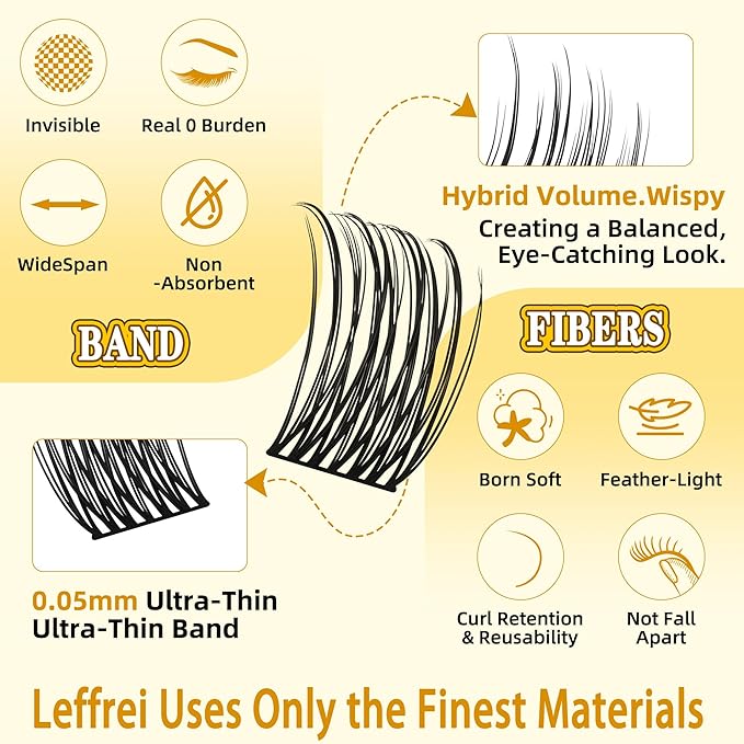 Eyelash Clusters 10-18mm Wispy Lash Clusters D Curl DIY Cluster Lash Extension Kit Individual Lashes Kit With Bond & Seal, Glue Remover, Tweezers(LF05 Lashes Set)-FemmiqueWomen