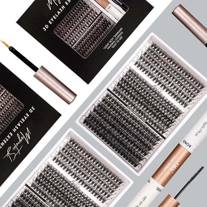 DIY Lash Extensions Kit 320pcs Individual Lashes Clusters 40D 50D 100D D Curl Eyelash Extension Kit with Applicator and Lash Bond&Seal, Lash Remover For False Eyelash Mix 11-20mm (40D+50D+100D KIT)-FemmiqueWomen