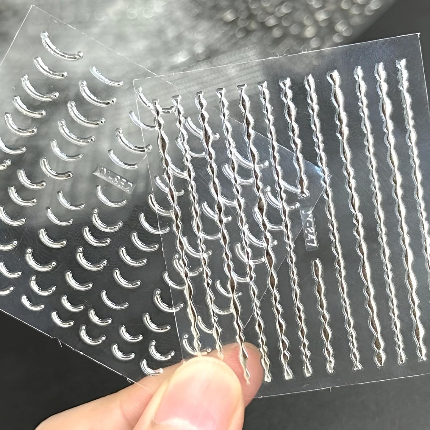 30 Sheets Silver Nail Art Stickers 3D Self-Adhesive Line Nail Decals Silver Star Nail Stickers Moon Heart Nail Supplies Nail Art Design for DIY Acrylic Nails Decoration Accessories for Women-FemmiqueWomen