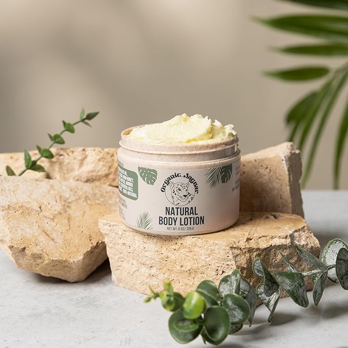 Natural Body Lotion, 8 oz, Moisturizer With Essential Oils, Vitamin E Oil, Beeswax, Extra Virgin Olive Oil, Raw Honey, Mango Butter, Sulfate & Paraben Free Body Care, Tropical Scent-FemmiqueWomen