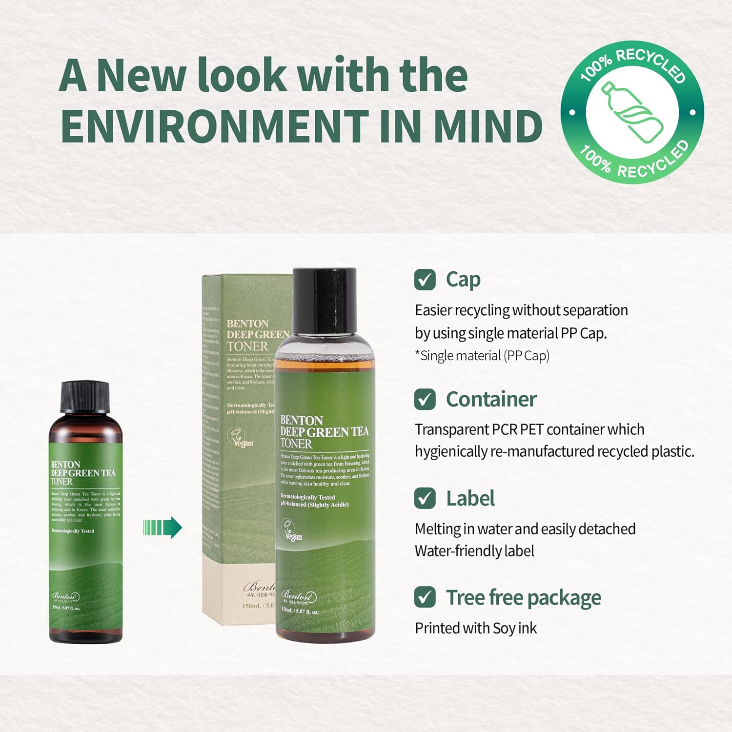 BENTON Deep Green Tea Toner - 150ml (5.07 fl.oz) for Face, Sensitive & Oily Skin-FemmiqueWomen