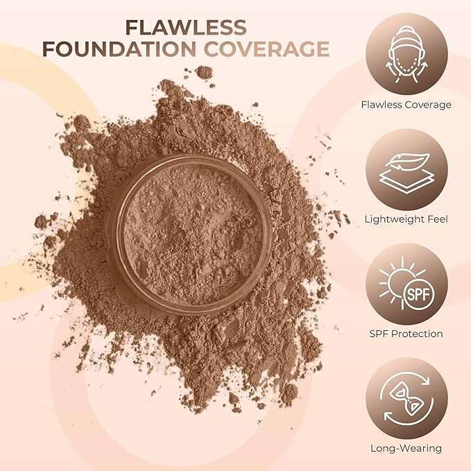 1 Pound EBONY Foundation Powder Refill By Sweet Face Minerals, Lightweight Mineral Loose Makeup Powder with SPF 20, Full Coverage Flawless Finish, Talc-free, Cruelty-Free, Refillable Pouch-FemmiqueWomen