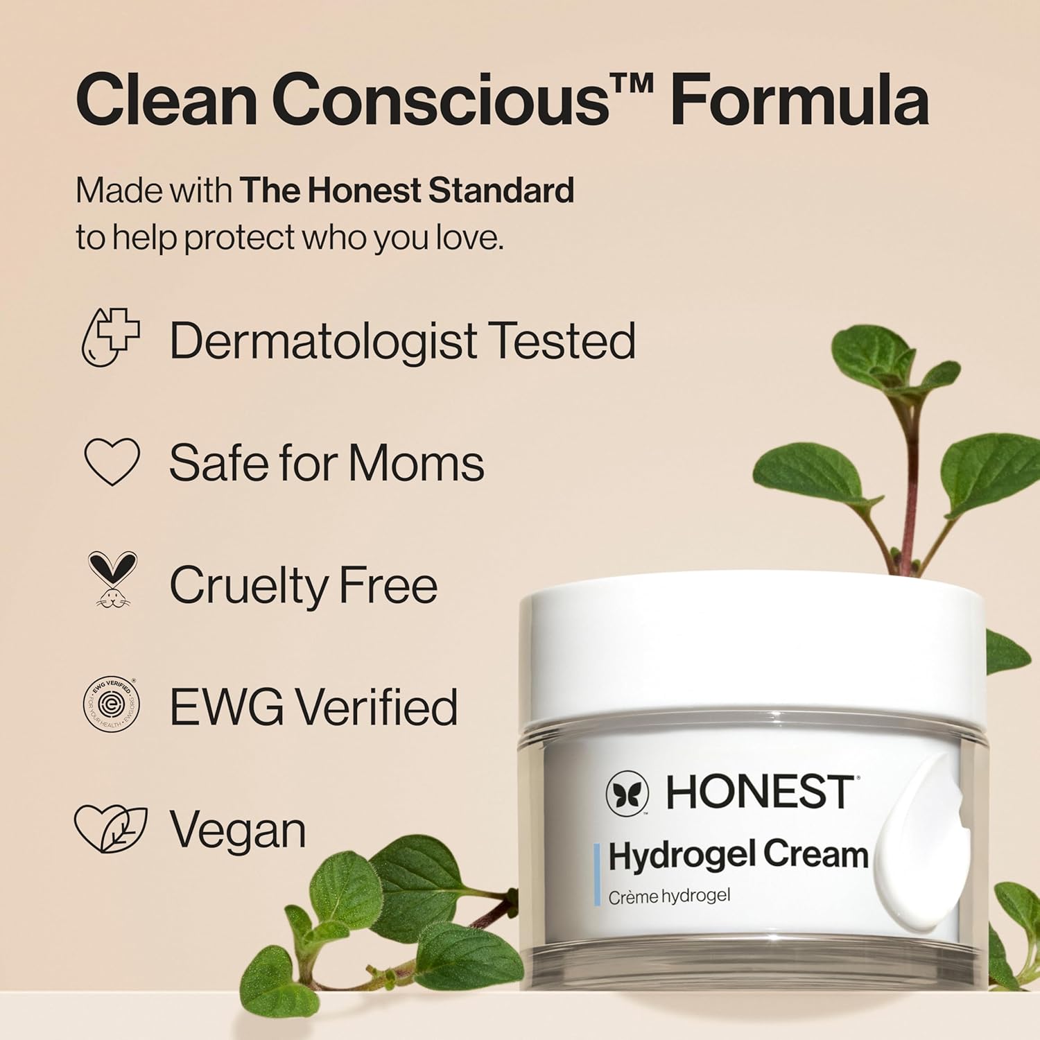 Honest Beauty Mini Hydrogel Cream with Hyaluronic Acid | Lightweight, Moisturizing Water Cream | Gentle for Sensitive Skin, Fragrance Free, Vegan | Travel Size, .57 fl oz-FemmiqueWomen