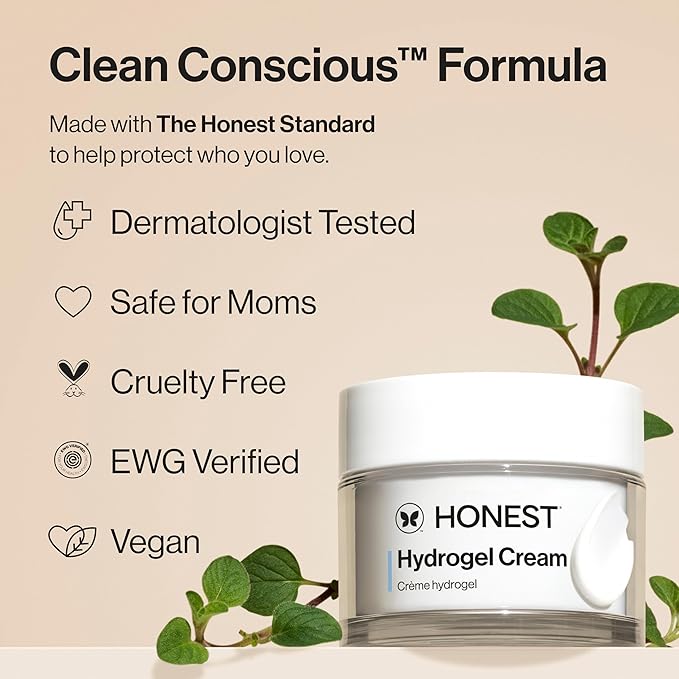Honest Beauty Hydrogel Cream with Hyaluronic Acid | Lightweight, Moisturizing Water Cream | Gentle for Sensitive Skin, Fragrance Free, Vegan | 1.7 fl oz-FemmiqueWomen