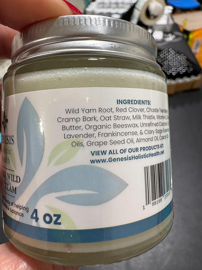 Genesis Wild Yam Root Cream, Organic Balancing Cream for Women, Deep Nourishment and Hydration, Made with Wild Yam Root, Chaste Tree Berry, and Red Clover, 4oz-FemmiqueWomen