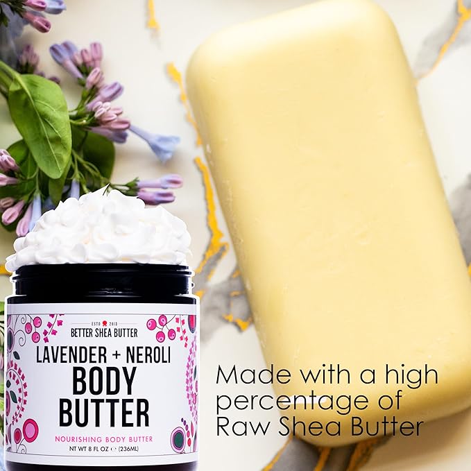 Body Butter for Women LAVENDER NEROLI | Whipped Body Moisturizer with Raw Shea Butter for Dry Skin, Paraben Free, Non-Greasy, No Synthetic Fragrances | 8 oz-FemmiqueWomen