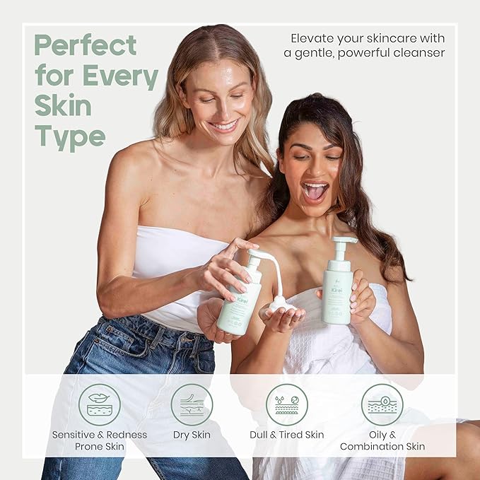 KIREI Foam Cleanser - Gentle Face Wash for Women with Aloe Vera & Cucumber Extract, Hydrating & Soothing, Dermatologically Tested, Suitable for Sensitive Skin, Paraben-Free-FemmiqueWomen