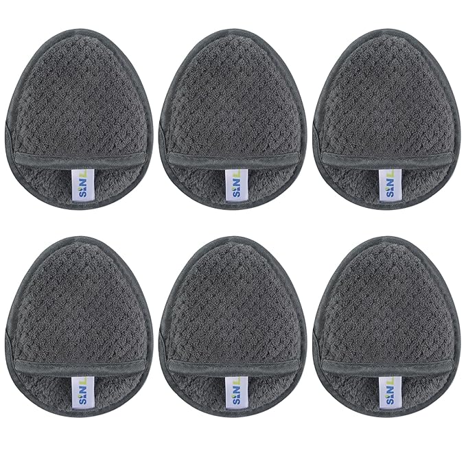 SINLAND Reusable Makeup Remover Pads For Face,Eye,Lips Microfiber Gentle Facial Cleansing Cloths for All Skin Types Friendly for Makeup Remover With Laundry Bag 5.1inchx3.93inch Gray Pack of 6-FemmiqueWomen