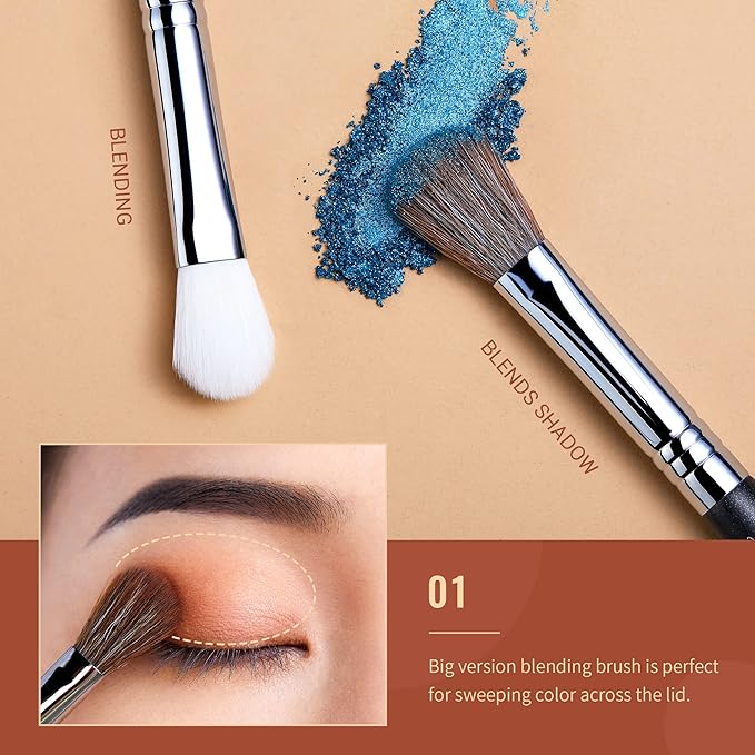 Jessup Eyeshadow Brush Set Professional Eye Blending Brushes for Lid Small Fluffy Soft Eye Brushes 10pcs, T331-FemmiqueWomen