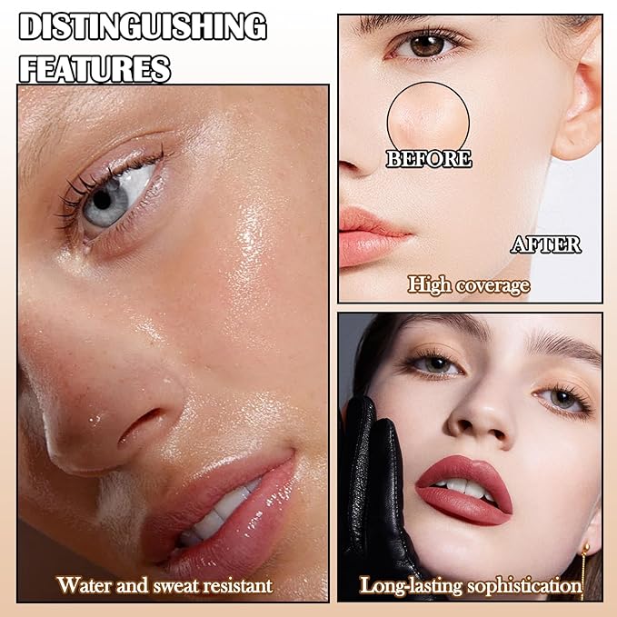 3 Colors Corrector Palette,Full Coverage Cream Concealer Liquid Foundation with Brush,Waterproof Color Correcting Concealer Long Lasting Foundation Contour Makeup Palette for Women-FemmiqueWomen