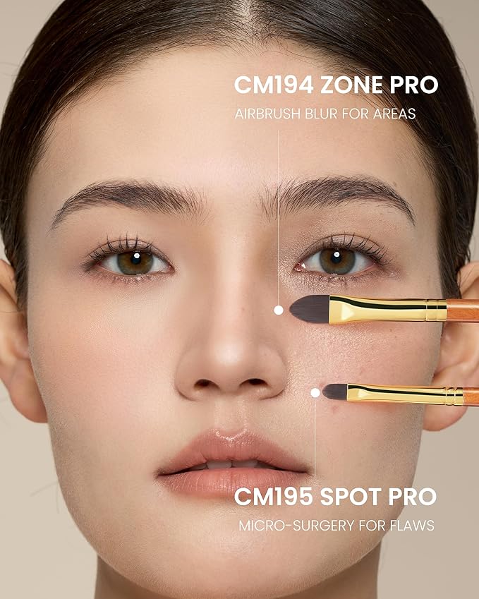 Desert Oak Series Liquid-Sculpt Pro Concealer Brush - Wide Teardrop Head for Under Eyes & Redness, Bubinga Wood, Brass Ferrule (CM 194)-FemmiqueWomen