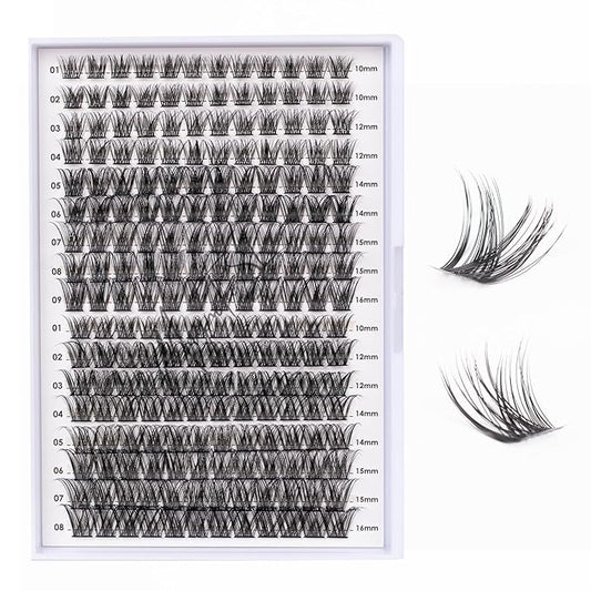 Lash Clusters 204 Pcs Individual Lashes Clusters Eyelash Extensions False Eyelashes DIY Lash Extension Kit Reusable False Eyelashes Natural Look Mix 10-16mm C D Curl(DM01+DM17)-FemmiqueWomen