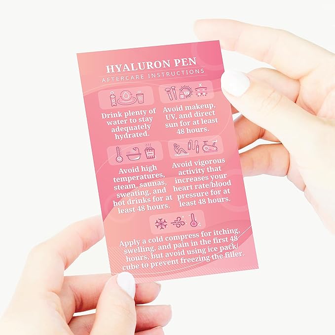 100 Pack - Premium Hyaluron Pen Lip Filler Aftercare Instructions Card 2 x 3.5" Accessories Supplies Kit Care - HP01A100_N-FemmiqueWomen