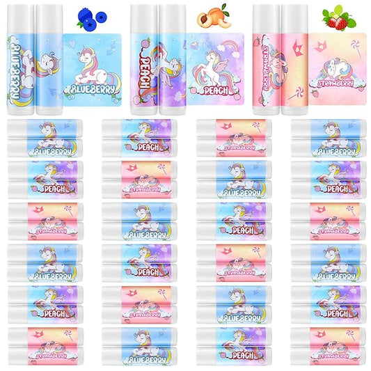 24 Pcs Unicorn Lip Balm Back to School Gift Unicorn Party Favors Lip Balm for Girls Birthday Party Favors Lip Gloss for Kids Gifts for Kids Fruity Favors Unicorn Gift for Cute Girls-FemmiqueWomen