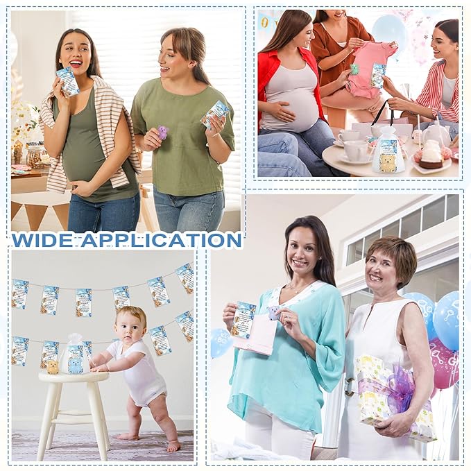 24 Sets Baby Shower Bear Lip Balm Favors Bear Lip Care Transparent Lipstick with Gift Bags and Thank You Cards for Baby Shower Gender Reveal Favors Decorations Gift Supplies-FemmiqueWomen