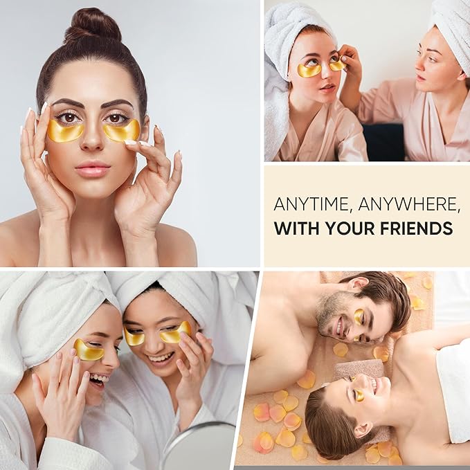 100Pcs/50Pairs Under Eye Patches Gold for Dark Circles, Puffy Eyes, and Wrinkles, 24K Gold Eye Mask for Face, Eye Cream for Men and Women-FemmiqueWomen