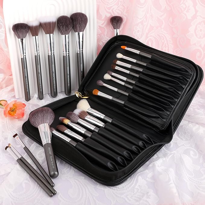 Docolor Professional Makeup Brush Set 29Pcs Makeup Brushes Valentines Day Gifts Premium Goat Synthetic Fiber Foundation Face Powder Blush Concealer Eyeshadows Make Up Brushes with PU Leather Case-FemmiqueWomen