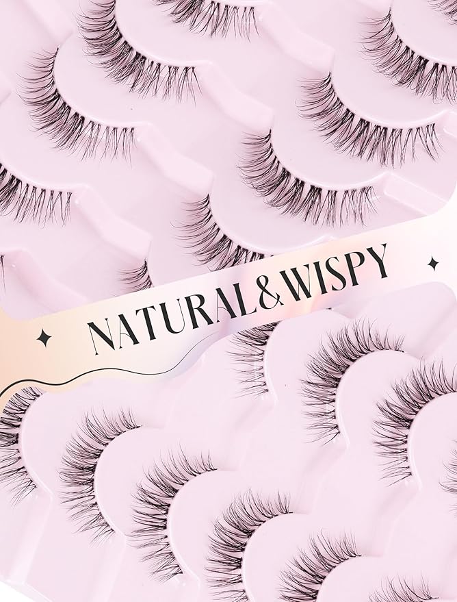 Natural Lashes False Lashes False Eyelashes Wispy Lashes Natural Eyelashes Wispy Eye Lashes Clear Band Lashes UP15-FemmiqueWomen