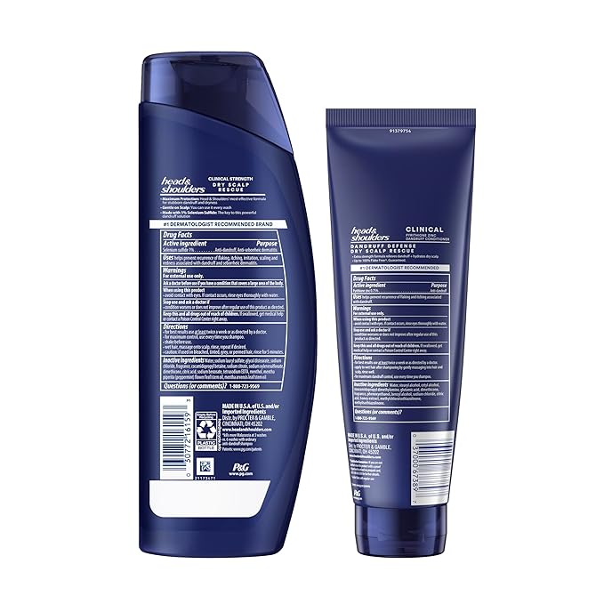 Head & Shoulders Clinical Strength Dandruff Shampoo and Conditioner Set, Dry Scalp Relief, Up to 100% Flake Protection, Selenium Sulfide Formula, 13.5 & 9.1 Fl Oz, 2 Pack-FemmiqueWomen