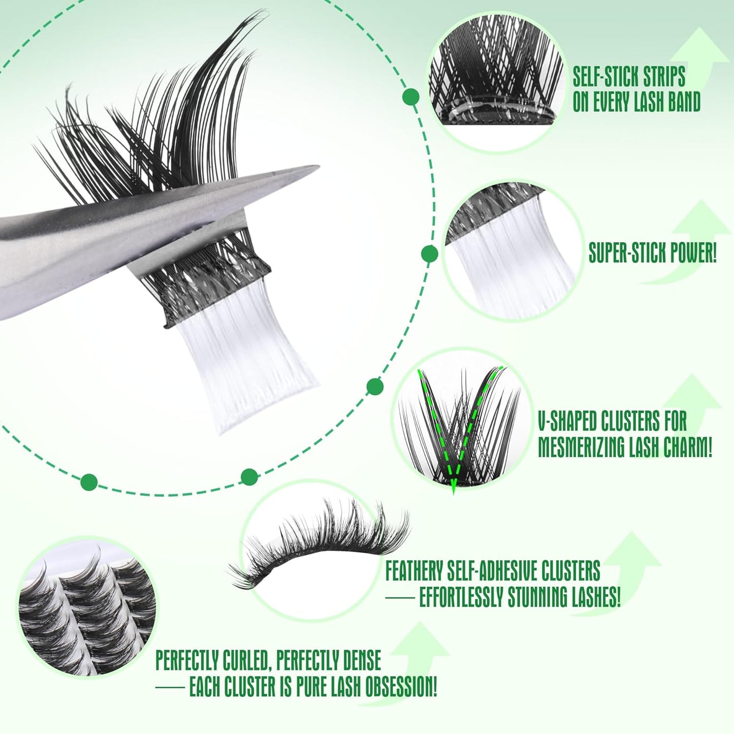 Self Adhesive Eyelash Clusters 168Pcs No Glue Lash Clusters Pre-glued Wispy Lash Extensions Self Adhesive Eyelashes Extensions Press on Individual Lash Extensions 10MM-16MM-FemmiqueWomen