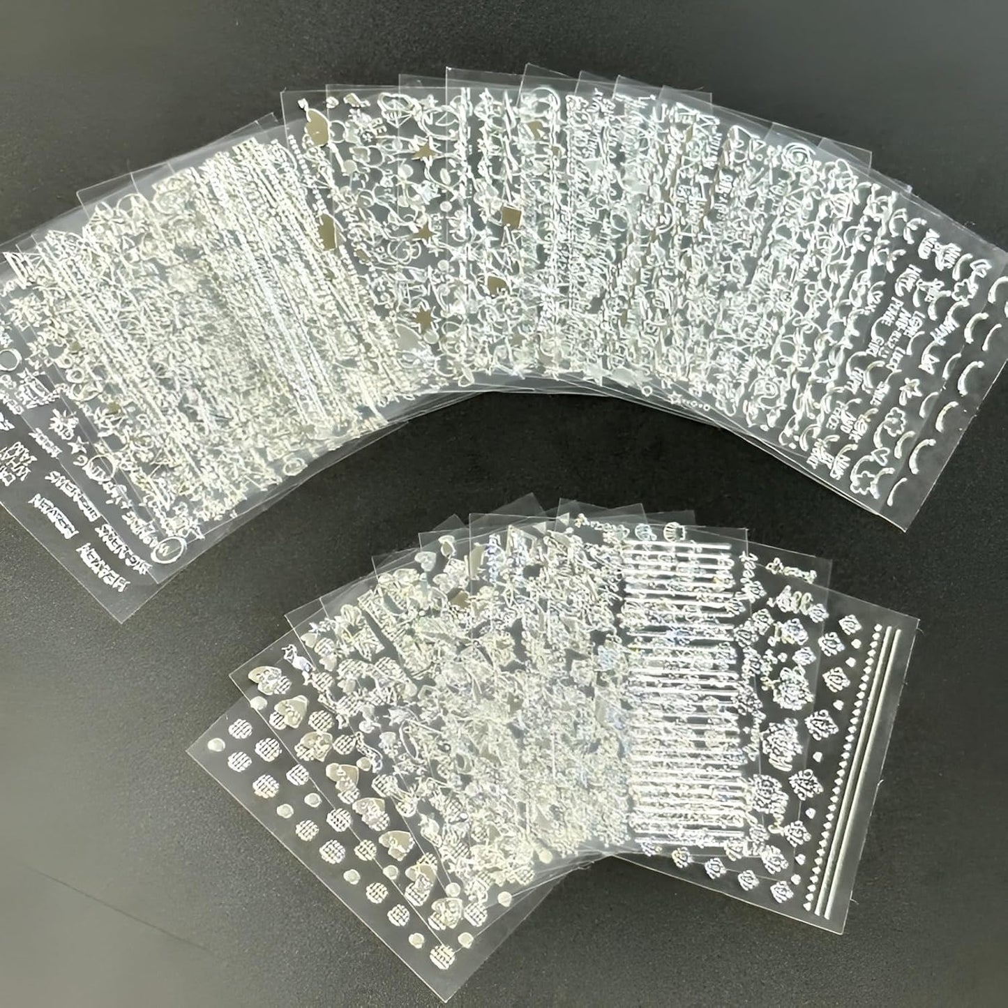 30 Sheets Silver Nail Art Stickers 3D Self-Adhesive Line Nail Decals Silver Star Nail Stickers Moon Heart Nail Supplies Nail Art Design for DIY Acrylic Nails Decoration Accessories for Women-FemmiqueWomen