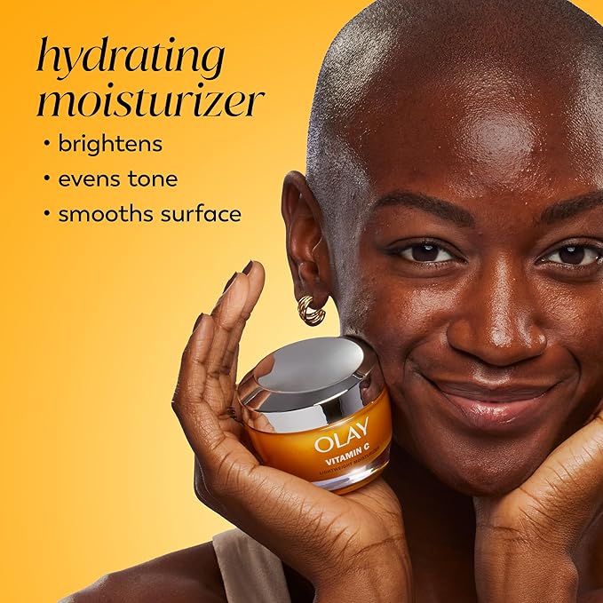 Olay Vitamin C Face Moisturizer, Brightening Cream for Women, Instant Hydration, Evens Tone, Dark Spot & Hyperpigmentation Reduction, Glowing Skin Care - Niaciniamide, Lactic Acid, 1.7 Oz-FemmiqueWomen