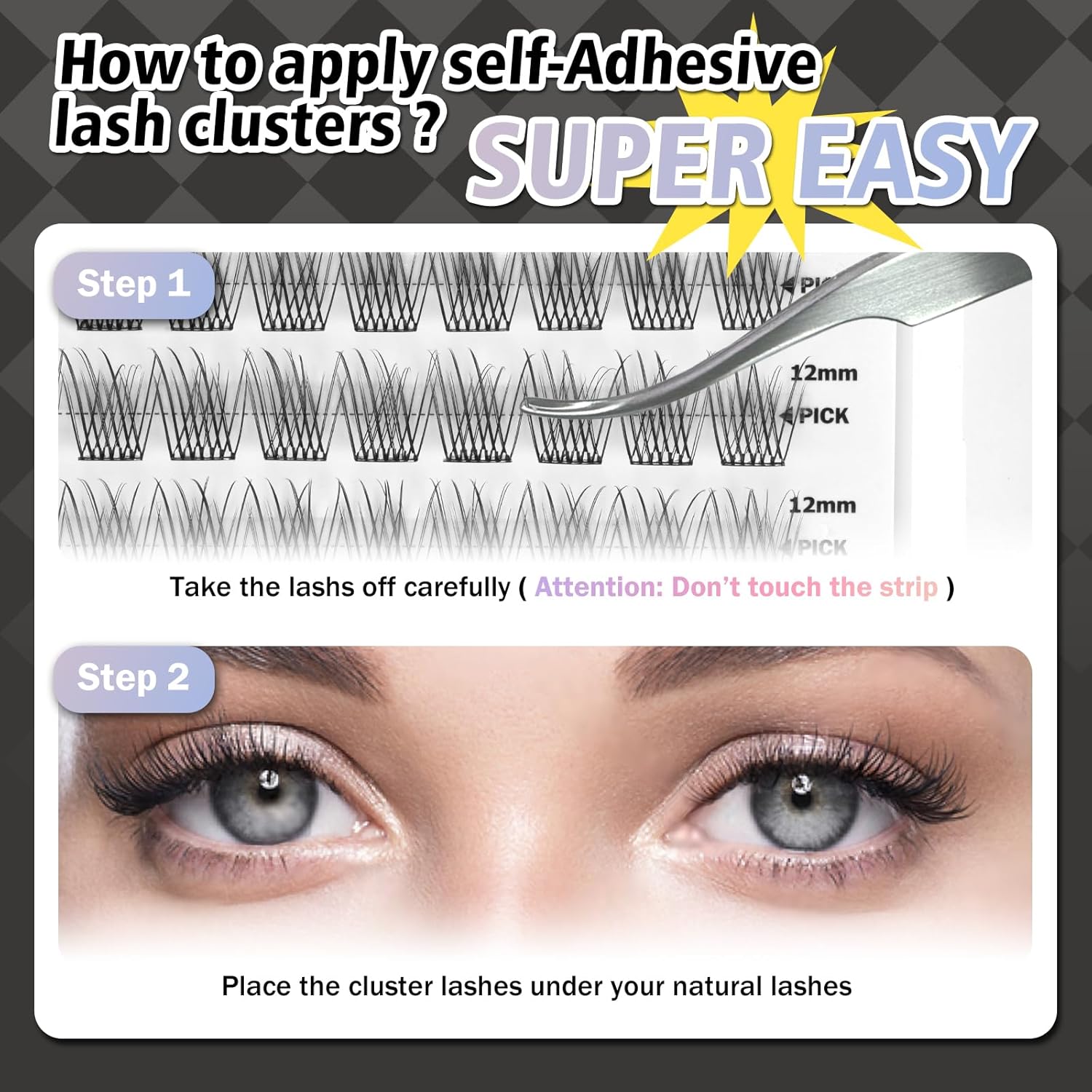 Self Adhesive Eyelashes, 156 Pcs Self Adhesive Eyelash Clusters, No Glue Needed, Invisible Strip Tape - Longer Lasting, No Sticky Residue Pre Glued Eyelashes (Natural-Mixed)…-FemmiqueWomen