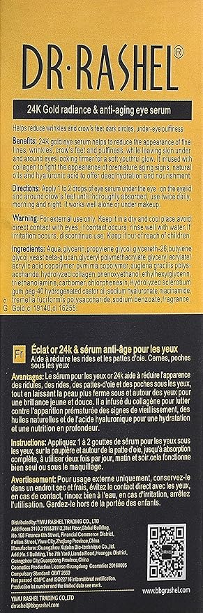 24K Gold Radiance Collagen & Anti - Aging Eye Serum, Helps To Reduce Wrinkle, Under eye Puffiness & Dark Circles, Size 1.01 Fl Oz (Pack Of 1)-FemmiqueWomen