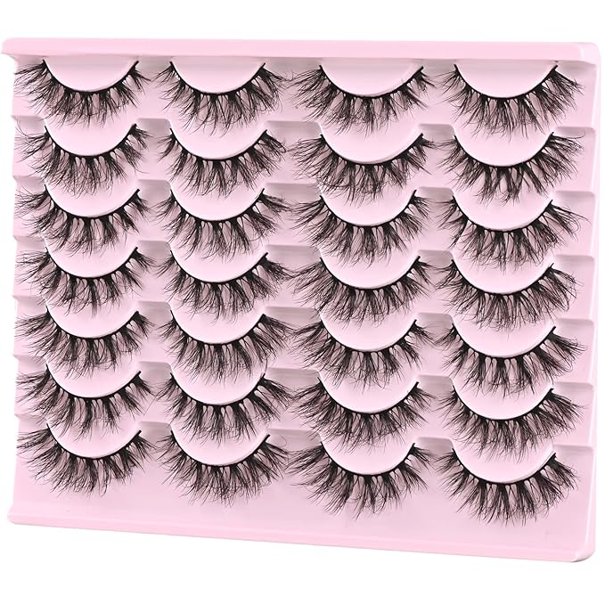 FARRED Lashes Natural Eyelashes Wispy Cat Eye False Lashes Fluffy Fake Eyelash Natural Look 14 Pairs Short Faux Mink Strip Eye Lash Pack for MUA and Beginners Daily Makeup (F4 | 9-16mm)-FemmiqueWomen