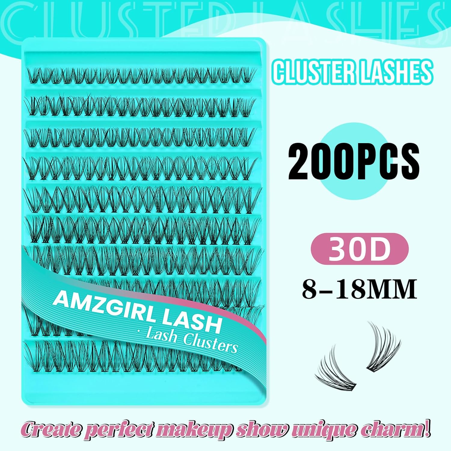 Lash Clusters 200pcs, Eyelash Extension Kit 30D D Curl Diy Cluster Eyelashes Extensions Lash Bond and Remover Waterproof Lash Applicator Tools for 8-18mm Mix Lashes Beginner Self Use-FemmiqueWomen