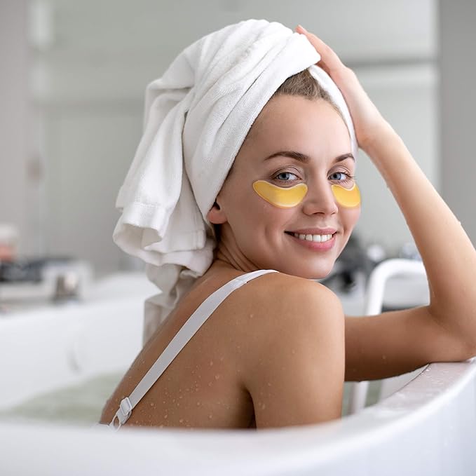 24k Gold Collagen Eye Mask: Hydrogel Under Eye Patches with Collagen & Hyaluronic Acid - Hydrating Under Eye Mask for Dark Circles, Puffy Eyes, & Under Eye Bags - Cooling Gel Treatment Pads - 15 Pairs-FemmiqueWomen