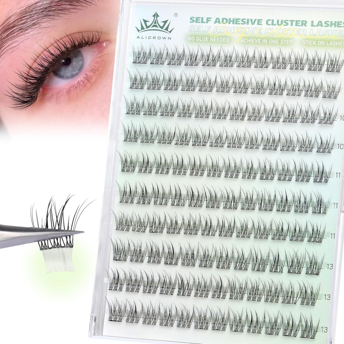 Self Adhesive Lashes Clusters Natural Look No Glue Eyelash Extensions Wispy Pre Glued Self Adhesive Eyelashes Reusable DIY Lash Extensions 120Pcs 9mm 10mm 11mm 13mm-FemmiqueWomen