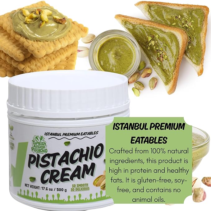 Istanbul Premium Pistachio Cream, Pistachios for Dubai Chocolate Bar, Cream for Dessert, Kataifi & Knafeh, Crema de Pistacho, Non-GMO,1.1 LB (500gr)-FemmiqueWomen
