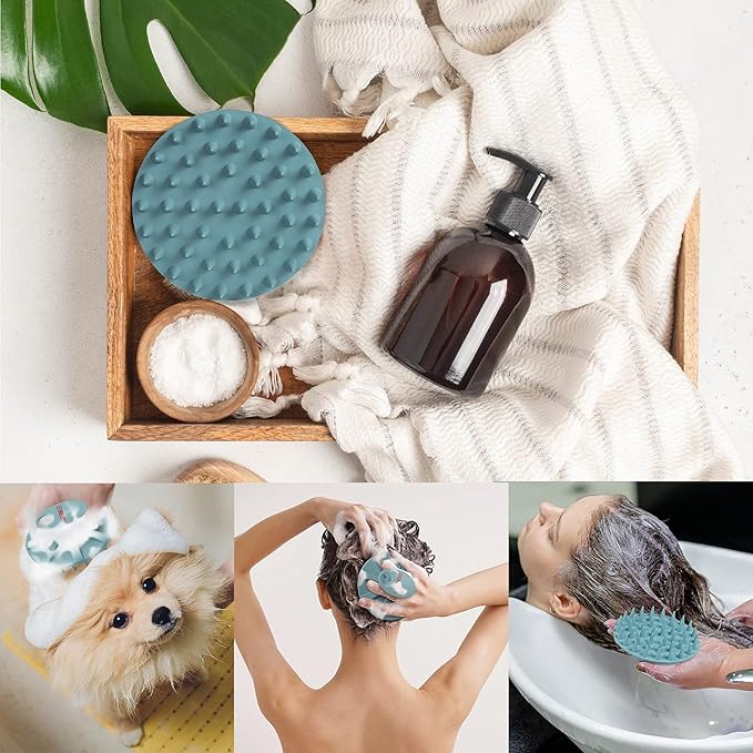 INNERNEED Scalp Massager Shampoo Brush, Wet & Dry Manual Scalp Care Head Scrubber Hair Washing, Soft Silicone Bristles, for Hair Growth, Dandruff Removal (Pack of 4)-FemmiqueWomen